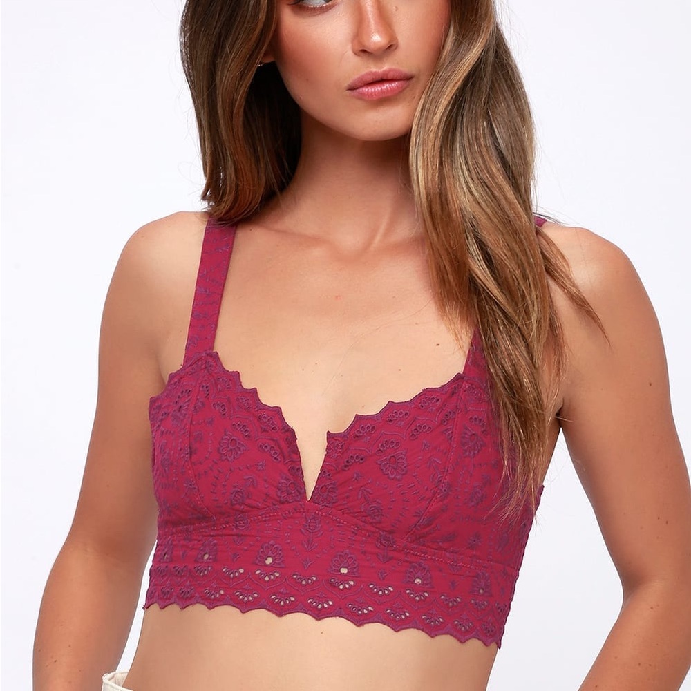 Free People Ezra Magenta Embroidered Bralette